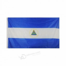 Impresión de bandera de nicaragua al aire libre 100% poliéster cosida doble