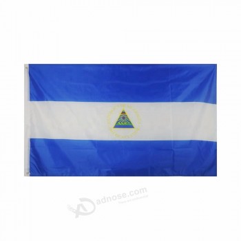 Impresión de bandera de nicaragua al aire libre 100% poliéster cosida doble