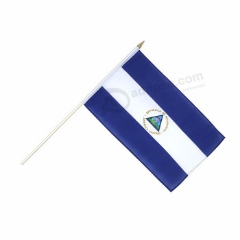 Impresión digital poliéster nacional nicaragua mano ondeando la bandera