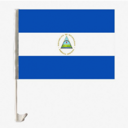 Factory selling car window Nicaragua flag with plastic pole