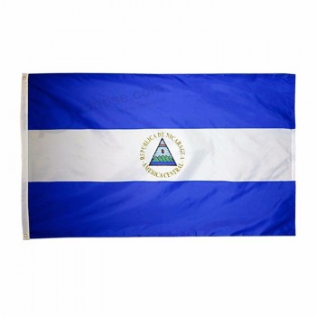 promoção 3 * 5FT poliéster impressão pendurado bandeira nacional da nicarágua