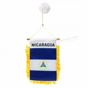 車のバックミラーウィンドウニカラグアミニ旗バナー