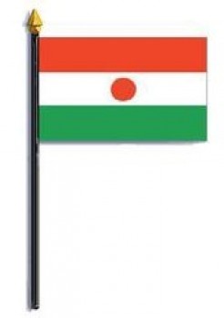 niger flag rayon On staff 4 in. x 6 in.