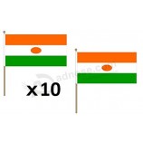 Niger Flag 12'' x 18'' Wood Stick - Nigerian Flags 30 x 45 cm - Banner 12x18 in with Pole