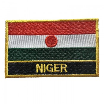parche de bandera de niger / parche de viaje bordado cosido (hierro de niger con palabras, 2 