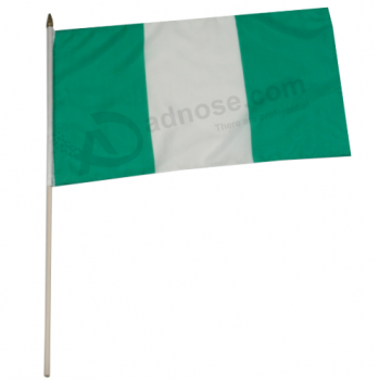 Bandiera tenuta in mano del tifoso del paese nazionale della Nigeria