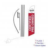 nissan-zertifiziertes Swooper-Flaggenschild mit Fahnenstange und Erdspieß aus gebrauchtem Werbefeder-Banner