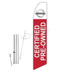 nissan certified Pre-owned (Red) super novo feather flag - complete with 15ft pole Set and ground spike