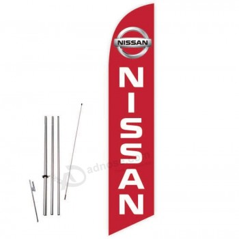 bandera de plumas cobb promo nissan 2015 (rojo) con kit completo de poste de 15 pies y punta