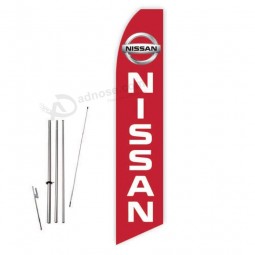 bandiera nissan 2019 (rossa) in piuma super novo - completa di set da 15 piedi e punta a terra
