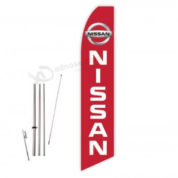 nissan 2019 (Red) Super Novo Fahne - komplett mit 15ft Stangen Set und Erdspieß