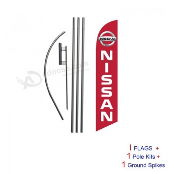 Nissan publicidad pluma bandera swooper signo de bandera con kit de asta de bandera y estaca de tierra