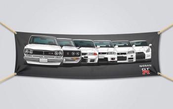 全新的GTR进化标志横幅日产nismo R31 R32 R33 R34 R35天际线（18x58 in）