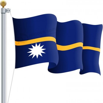 Ondeando la bandera de Nauru aislado sobre un fondo blanco.
