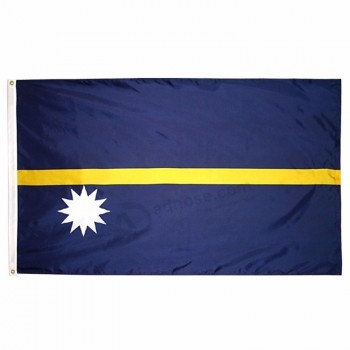 Promoção barato 3 * 5FT impressão de poliéster pendurado nauru bandeira nacional bandeira do país