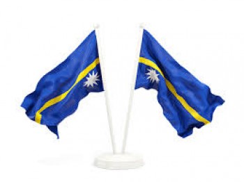Two waving flags. illustration of flag of nauru