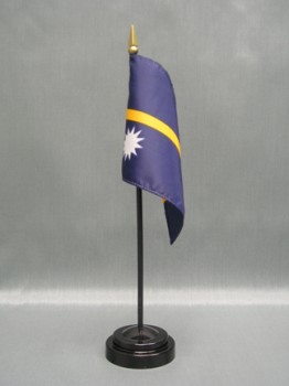 4 x 6 Rayon Mounted on Stick Nauru Flag [Nauru Mini Flag 4x6 inches