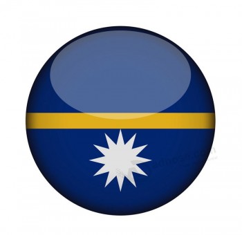 Флаг Науру в глянцевой круглой кнопке со значком Науру