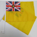 Knitted polyester Niue Car Flag with plastic pole
