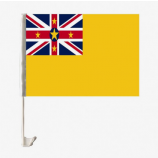 Factory selling car window Niue flag with plastic pole