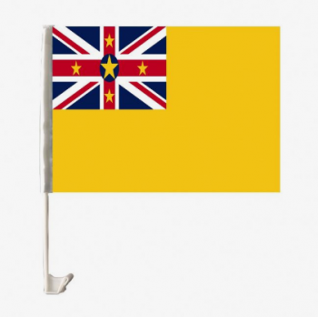 Usine de vente de fenêtre de voiture Niue drapeau avec poteau en plastique