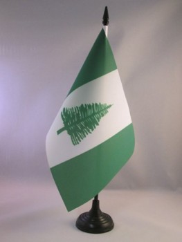vlag norfolk eiland tafel vlag 5 '' x 8 '' - norfolk islander - engels bureau vlag 21 x 14 cm - zwarte plastic stok en voet