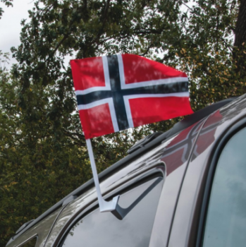 Knitted Polyester Norway Country Car Flag with Pole