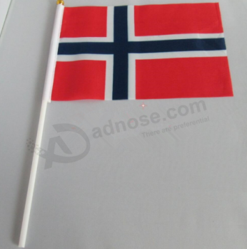 Bandeira norueguesa da vara da mão de 4 * 6 polegadas noruega com polo