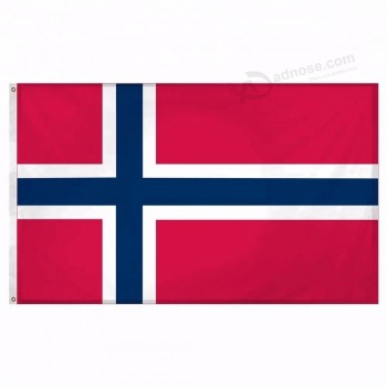노르웨이 국기 노르웨이 배너 폴리 에스터 3x5 Ft 국가 깃발 더블 스티치