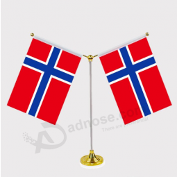 wholesale polyester Norwegian desk flag with metal stand