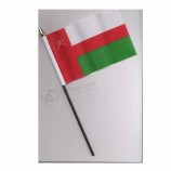 ホット販売オマーンスティックフラグ国立10 x 15 cmサイズの手を振る旗