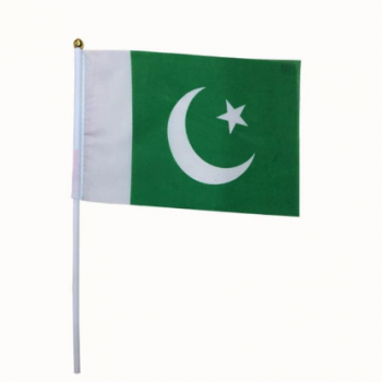High Quality Polyester Mini Stick Pakistan Hand Flags