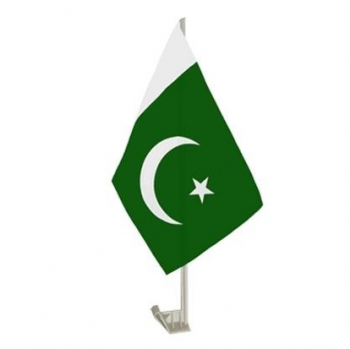 bandiera auto pakistan in poliestere lavorato a maglia con asta in plastica