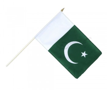 100% polyester 14x21cm nationale handheld vlag van Pakistan