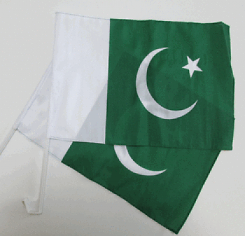 Plastic Pole polyester Car Wondow Pakistan Clip Flag