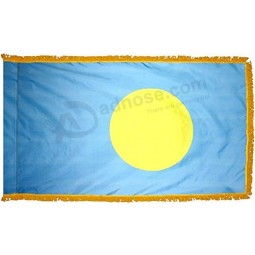 Palau Flag with Gold Fringe; Perfect for Presentations, Parades, and Indoor Display; an Elegant Ceremonial Flag