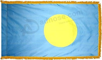 Palau Flag with Gold Fringe; Perfect for Presentations, Parades, and Indoor Display; an Elegant Ceremonial Flag