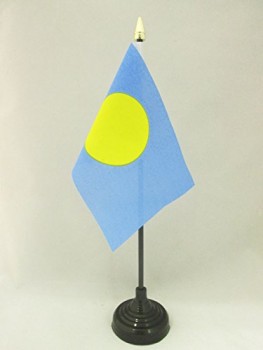 bandeira de mesa palau 4 '' x 6 '' - bandeira de mesa palauan 15 x 10 cm - topo de lança dourada
