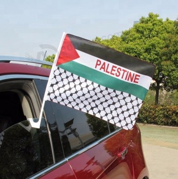 China fabricante 30 * 45 cm material de poliéster palestina bandeira do carro com pólo