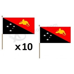 DRAPEAU Papouasie-Nouvelle-Guinée Drapeau 12'' x 18'' Bâton en bois - Drapeaux Papous 30 x 45 cm - Bannière 12x18 po avec mât