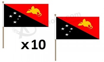 FLAG Papua New Guinea Flag 12'' x 18'' Wood Stick - Papuan Flags 30 x 45 cm - Banner 12x18 in with Pole