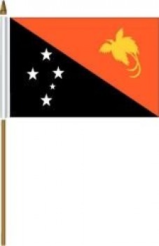 Papouasie-Nouvelle-Guinée petit 4 x 6 pouces Mini pays bâton drapeau bannière avec poteau en plastique de 10 pouces