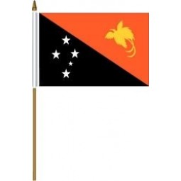 Papua-Neuguinea kleine 4 x 6 Zoll Mini Country Stick Flagge Banner mit 10 Zoll Kunststoffstange