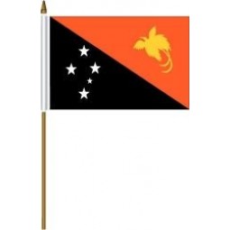 Papua New Guinea Small 4 X 6 Inch Mini Country Stick Flag Banner with 10 Inch Plastic Pole