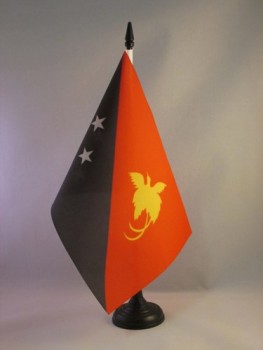 FLAG Papouasie-Nouvelle-Guinée Table Drapeau 5'' x 8'' - Bureau Papouasie Drapeau 21 x 14 cm - Bâton et Base en Plastique Noir