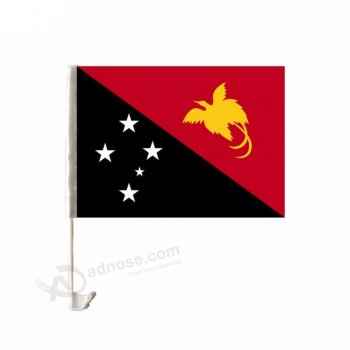 Niedriger Preis fertigte Plastikpfosten Papua-Neu-Guinea Autofensterflagge besonders an