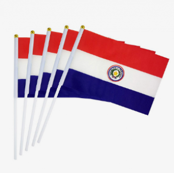 atacado bandeira de mão de Paraguai de poliéster bandeiras de ondulação de mão de Paraguai