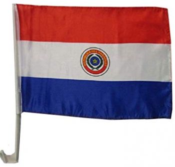 30x45 CM doble cara paraguay bandera de la ventanilla del coche con poste de plástico