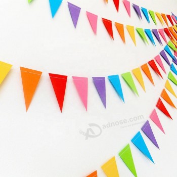 kleurrijke decoratieve hang vlaggen op string regenboog bunting string wimpel rechthoek driehoek vorm vliegen buiten banner vlaggen