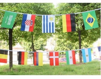 Nuevo poliéster nacional colgante 32 equipo cadena bandera país bandera bunting Bar fiesta decoración paz bandera